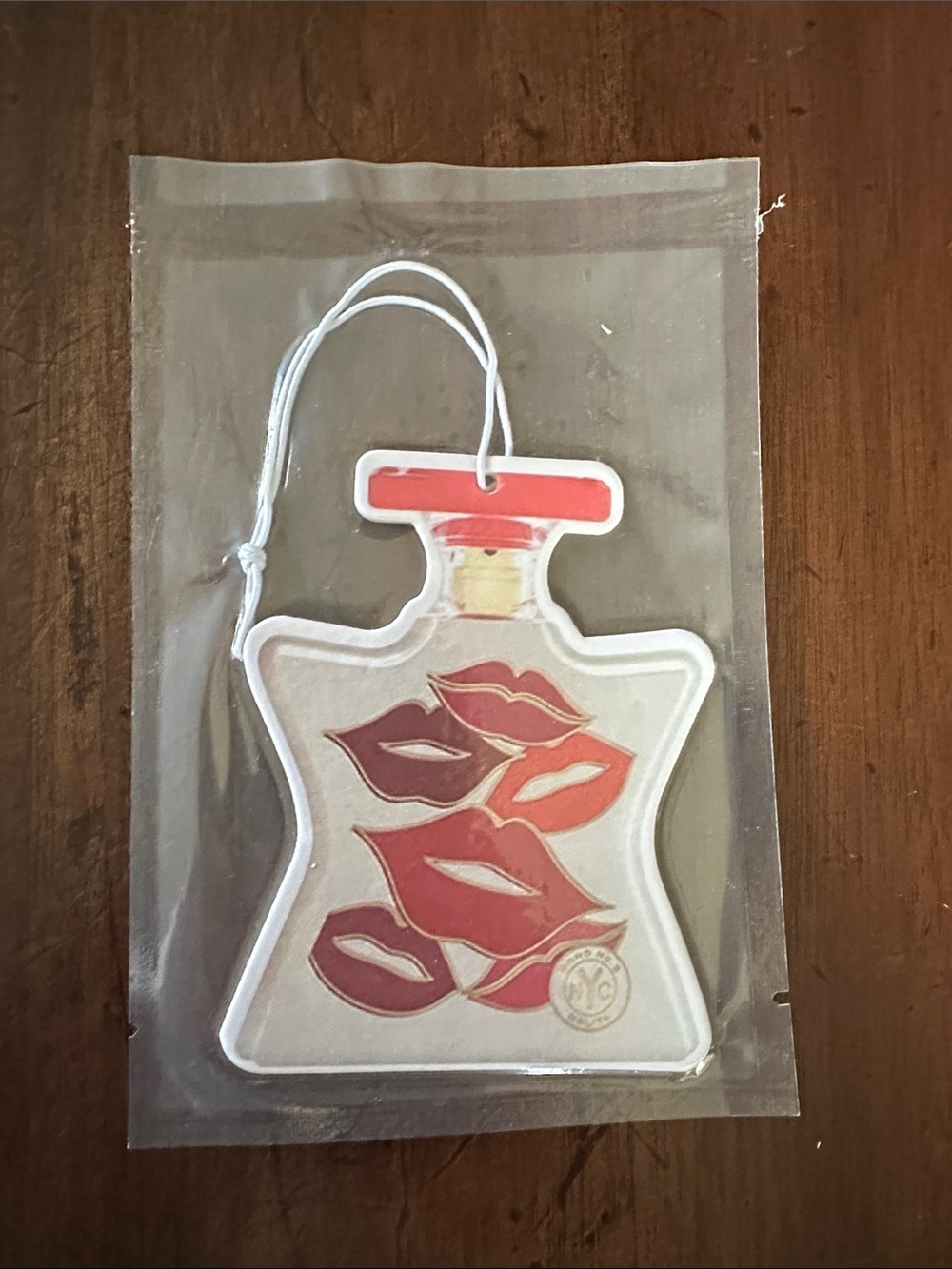 Perfume Bottle Air Freshener with Red Lip Print